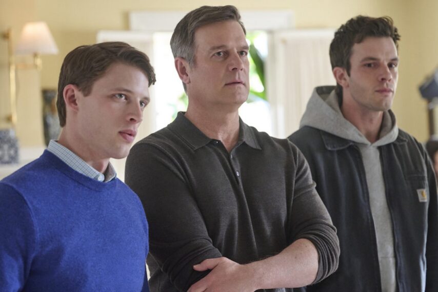 Taylor Bloom as Russ Hollingsworth, Peter Krause as Mike Hollingsworth, Tommy O'Brien as Mike "Micah" Hollingsworth Jr — 'Line of Fire' Pilot