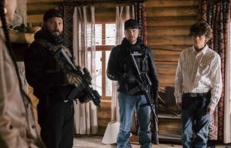 Logan Marshall-Green as Pete Calvin, Luke Grimes as Kayce Dutton, and Brecken Merrill as Tate Dutton — 'Marshals' Season 1 Finale "Wolves at the Door"