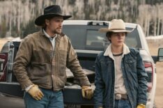 Luke Grimes as Kayce Dutton and Brecken Merrill as Tate Dutton in Marshals Season 1 finale