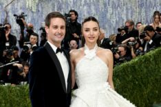 Evan Spiegel and Miranda Kerr attend the 2026 Met Gala celebrating 'Costume Art' at the Metropolitan Museum of Art on May 04, 2026 in New York City.