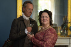 Ruth Jones and Richard E. Grant as Mrs. and Mr. Bennet