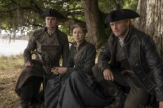 Charles Vandervaart, Caitriona Balfe, and Sam Heughan in 'Outlander' Season 8
