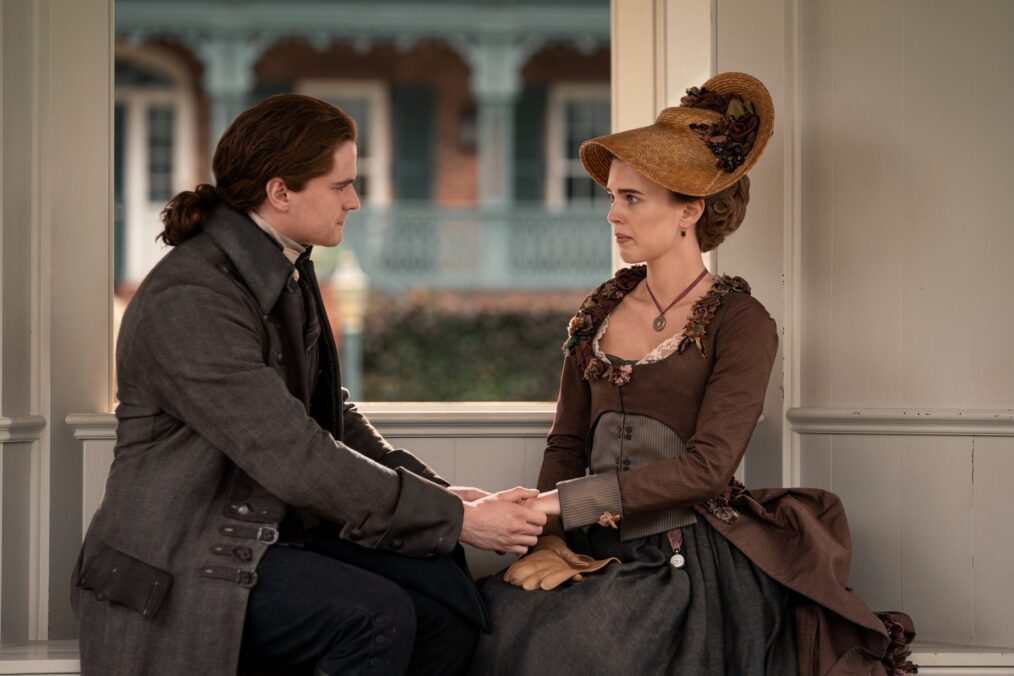 Charles Vandervaart and Carla Woodcock in 'Outlander' Season 8
