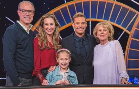 Ryan Seacrest with his family on the "Wheel of Fortune" set in May 2026