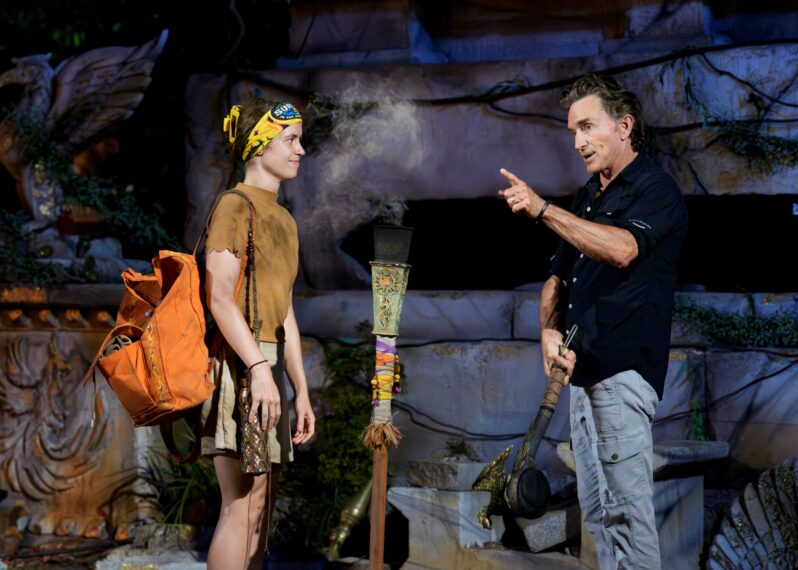 Emily Flippen and Jeff Probst in 'Survivor 50' Episode 11