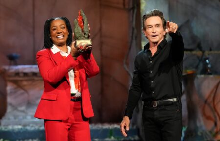 Cirie Fields attends and Jeff Probst hosts the Survivor 50 Live Finale at the Paramount Studios lot in Los Angeles, California on May 20, 2026.
