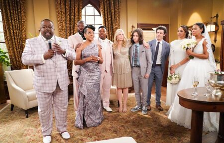 “Welcome to Goodbye” – Two joyful wedding celebrations bring loved ones together while old tensions and heartfelt confessions surface one last time. Meanwhile, tough goodbyes loom and the family looks ahead to a new chapter shaped by love, growth and change, on the series finale of THE NEIGHBORHOOD, Monday, May 11 (8:00-8:30 PM, ET/PT) on the CBS Television Network, and streaming on Paramount+ Pictured: Cedric The Entertainer, Sheaun McKinney, Tichina Arnold, Marcel Spears, Beth Behrs, Hank Greenspan, Max Greenfield, Amber West and Skye Townsend.