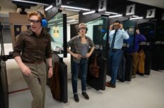 Domhnall Gleeson, Chelsea Frei, Melvin Gregg, and Eric Rahill in 'The Paper' Season 2