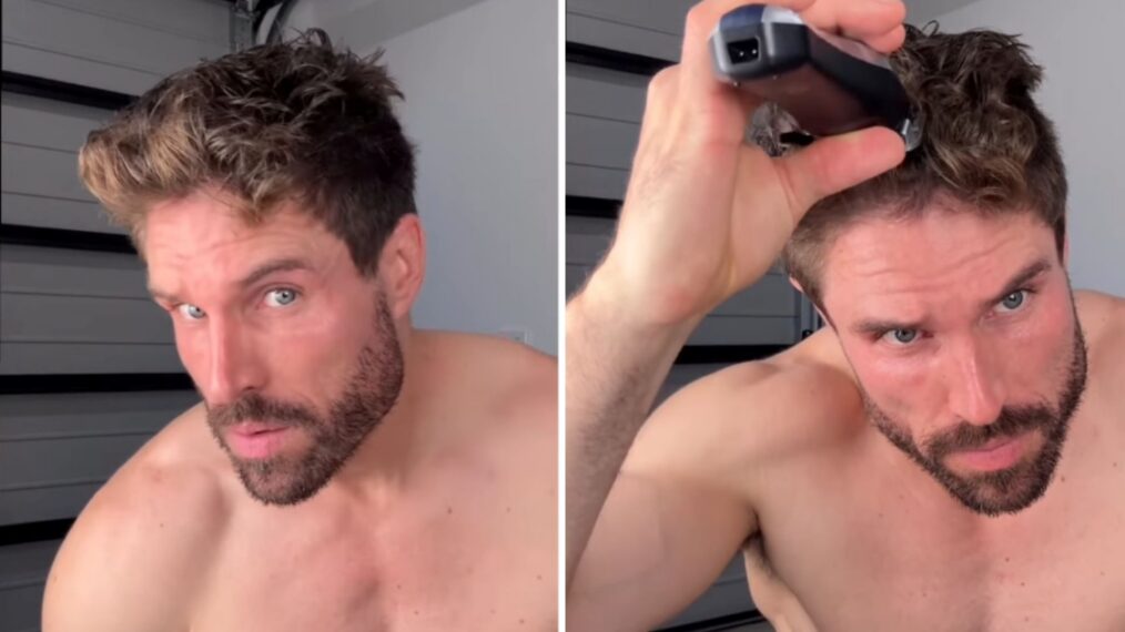 'The Price Is Right' model James O'Halloran shaving his head in his garage