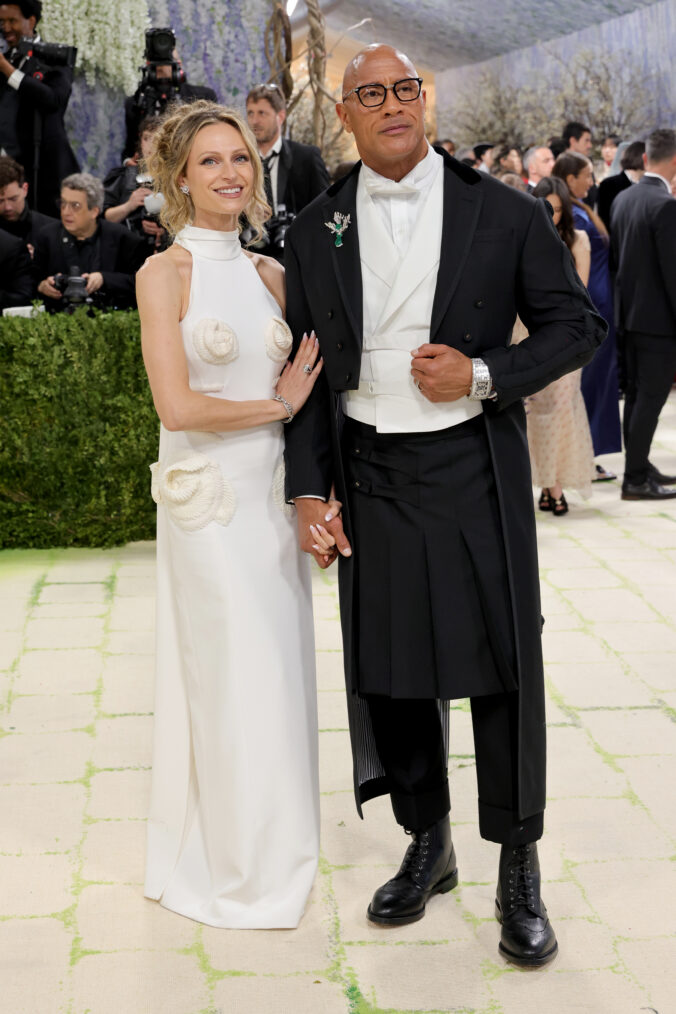 Lauren Hashian and Dwayne Johnson attend the 2026 Met Gala celebrating 