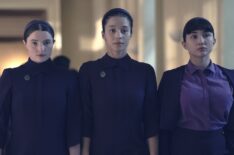 Lucy Halliday as Daisy, Chase Infiniti as Agnes, and Rowan Blanchard as Shunammite in 'The Testaments' Season 1 finale