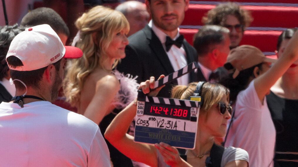 Laura Dern and Charlie Hall behind the scenes of 'The White Lotus' Season 4