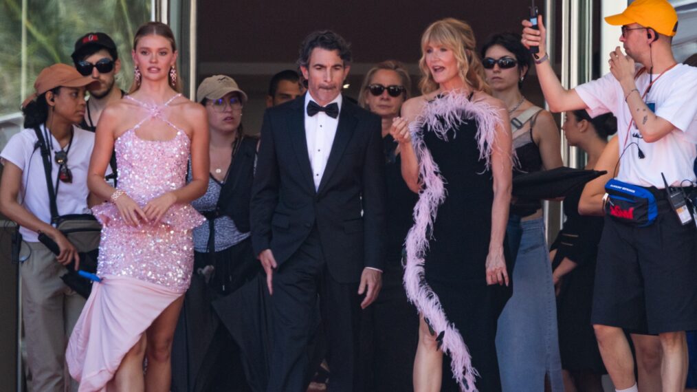 Marrisa Long, Chris Messina, and Laura Dern filming 'The White Lotus' Season 4
