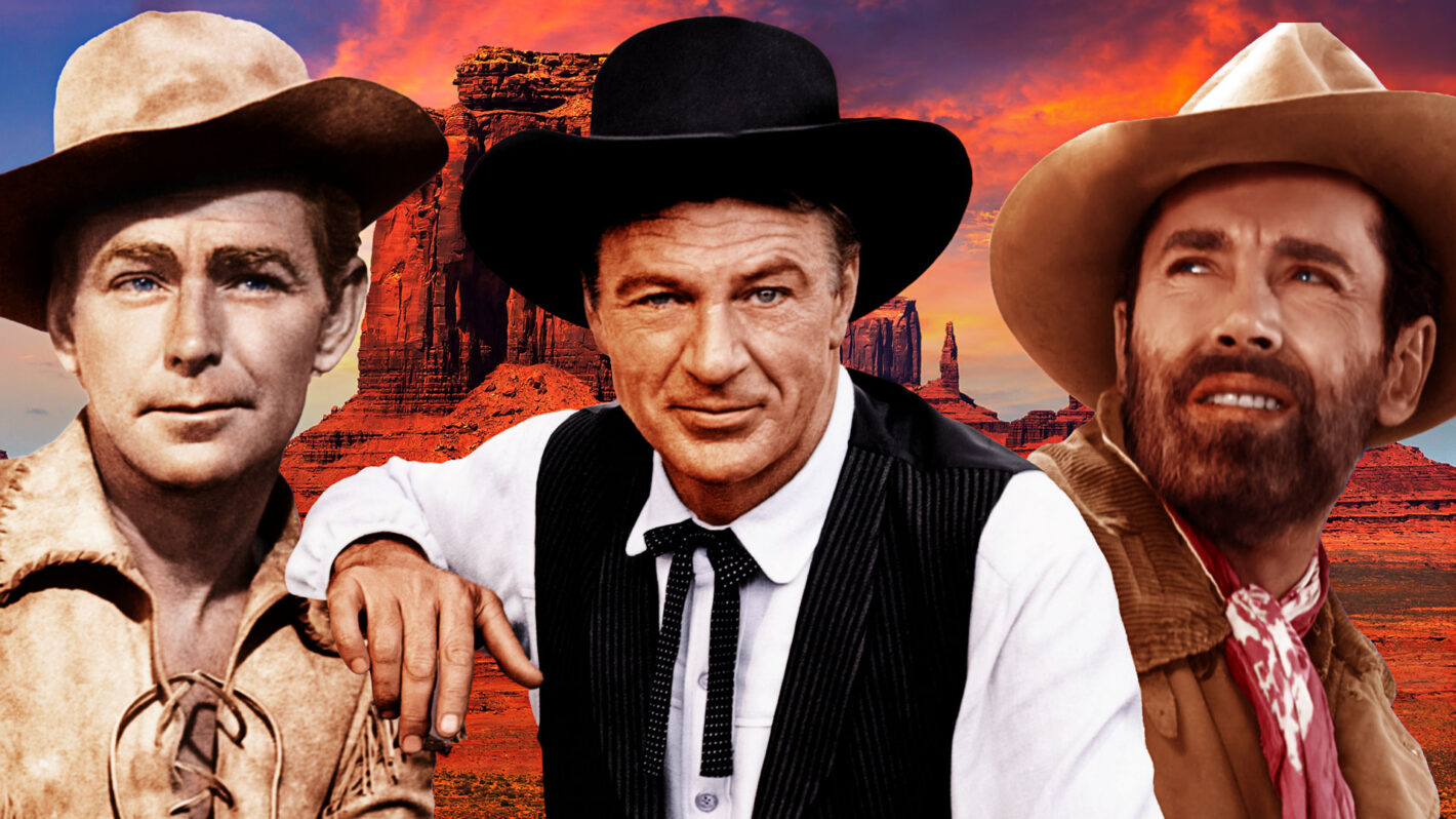 Underrated classic movie Cowboys collage with Alan Ladd, Gary Cooper and Henery Fonda