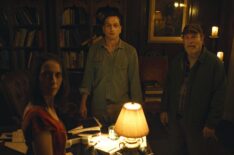 Kate O'Flynn as Patricia, Matthew Rhys as Tom, and Stephen Root as Wyck in 'Widow's Bay' Episode 4