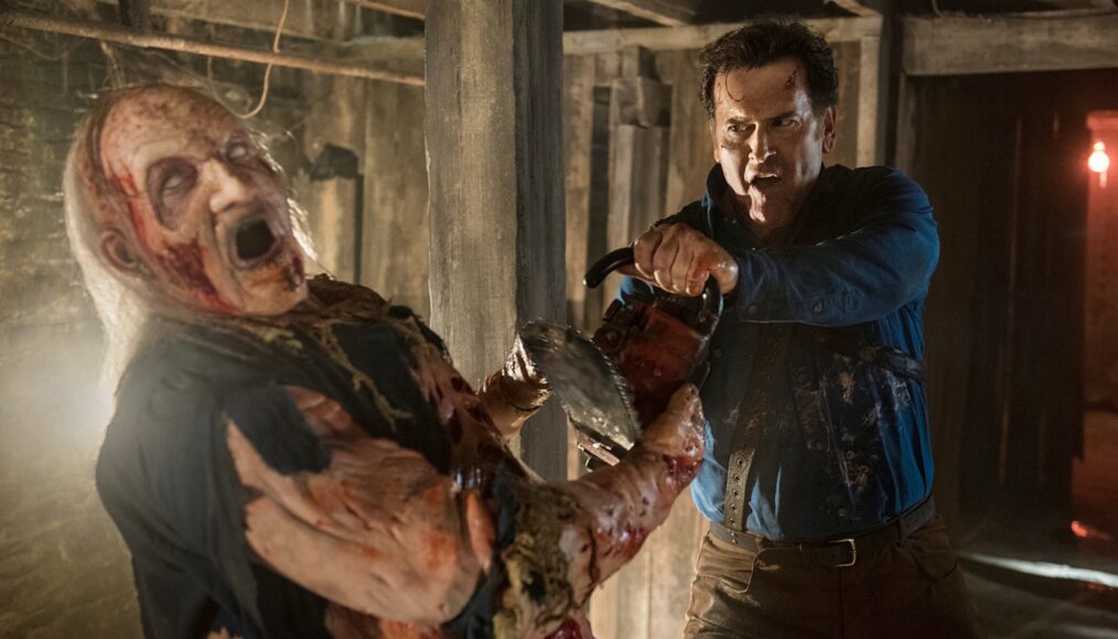 ASH VS. EVIL DEAD, l-r: Ted Raimi, Bruce Campbell, (Season 2, 2016). ph: Geoffrey Short/©Starz!/courtesy Everett Collection