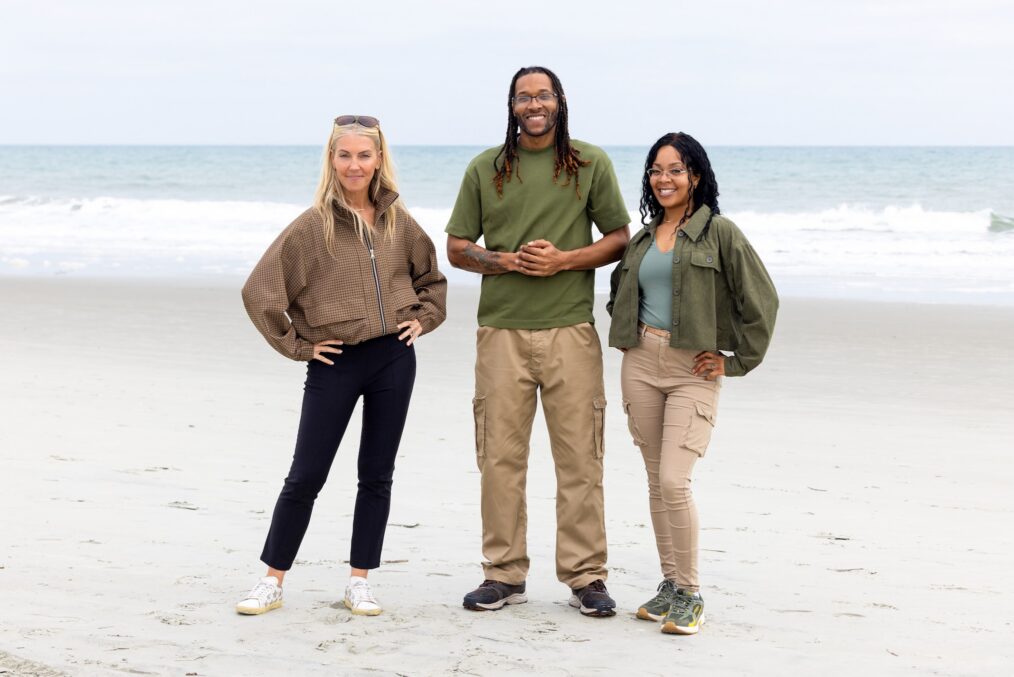 Sarah Baeumler and her team of Angelina and Steven Jacobs, 'Battle on the Beach' Season 5, HGTV, premiered June 1, 2026.