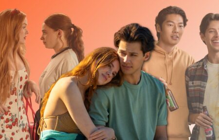 Abigail Cowen as Delilah, Sadie Soverall as Percy, Matt Cornett as Sam, and Joseph Chiu as Jordie in Every Year After