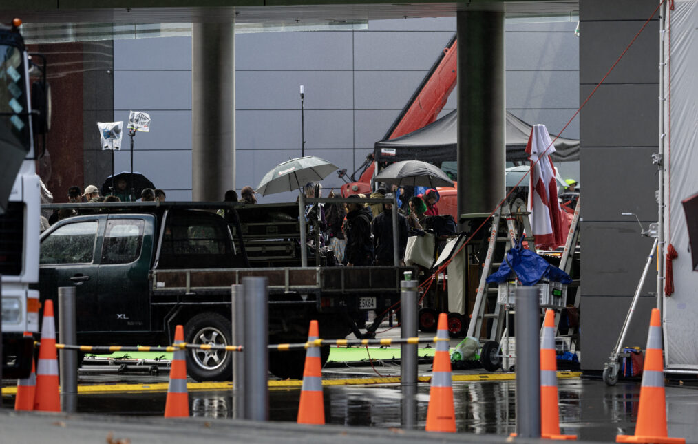 AUCKLAND, NEW ZEALAND - APRIL 15: Filming of the new Disney Zombies 5 movie at the Owen Glenn building on April 15, 2026 in Auckland, New Zealand. Zombies 5 is an upcoming 2027 American musical fantasy film directed by Paul Hoen. (Photo by Dean Purcell/New Zealand Herald via Getty Images)