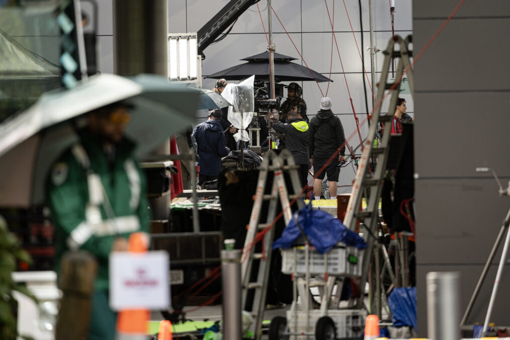 AUCKLAND, NEW ZEALAND - APRIL 15: Filming of the new Disney Zombies 5 movie at the Owen Glenn building on April 15, 2026 in Auckland, New Zealand. Zombies 5 is an upcoming 2027 American musical fantasy film directed by Paul Hoen. (Photo by Dean Purcell/New Zealand Herald via Getty Images)