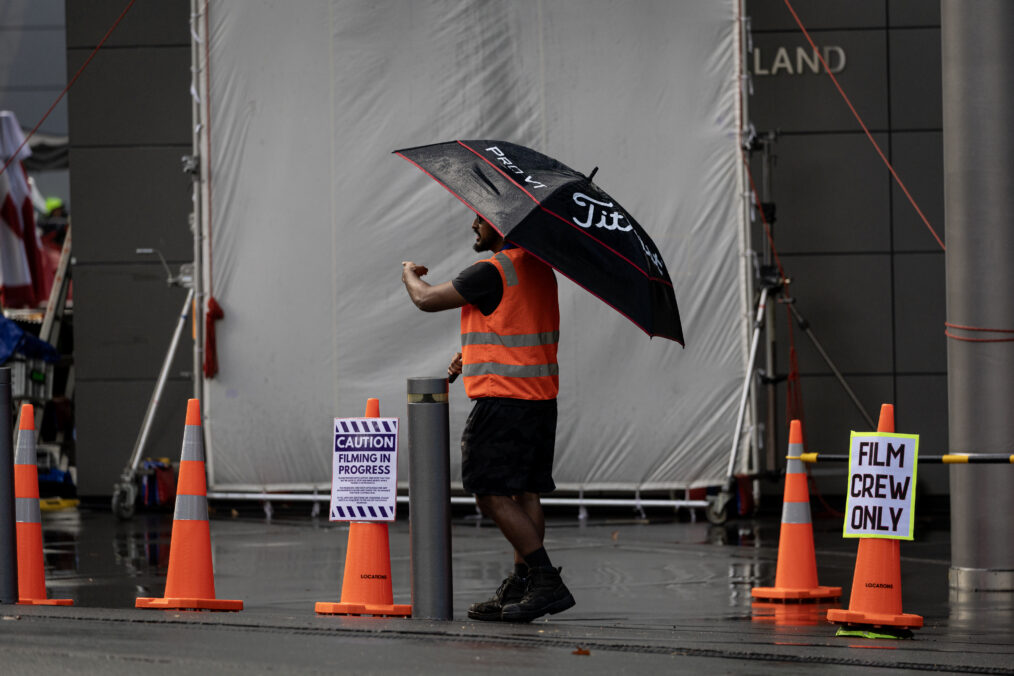 AUCKLAND, NEW ZEALAND - APRIL 15: Filming of the new Disney Zombies 5 movie at the Owen Glenn building on April 15, 2026 in Auckland, New Zealand. Zombies 5 is an upcoming 2027 American musical fantasy film directed by Paul Hoen. (Photo by Dean Purcell/New Zealand Herald via Getty Images)