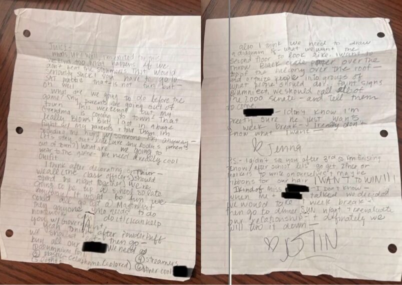 Jenna Bush Hager high school note as shown on the June 26, 2026, episode of NBC's 'Today' With Jenna & Sheinelle.'