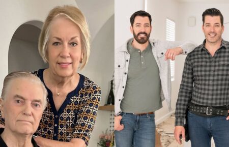 Jim and Joanna Scott, Jonathan Scott Instagram, June 11, 2026; Drew Scott and Jonathan Scott on HGTV's 'Celebrity IOU' Season 8, 2024.