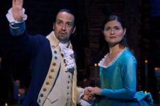 Lin-Manuel Miranda and Phillipa Soo in 'Hamilton,' 2020, Disney+.
