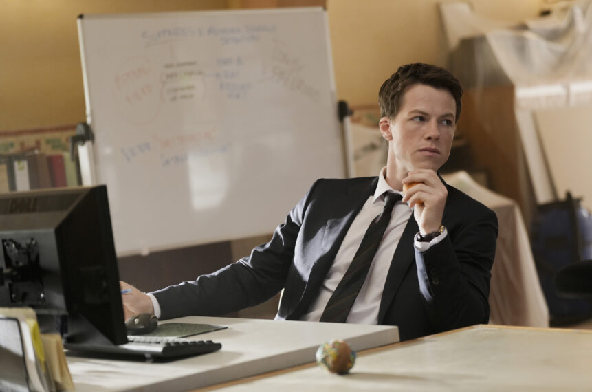 Ep# 201 -- Milo Callaghan as Rudy Baylor in THE RAINMAKER on USA Network. Photo credit: Christopher Barr© 2026 USA Network/ VERSANT MEDIA. All Rights Reserved