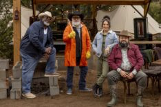 Andrew Zimmern with Judges Moe Casen, Ernest Servantes and Jess Pryles, 'Pitmasters' Season 1, Food Network, premieres July 13, 2026.
