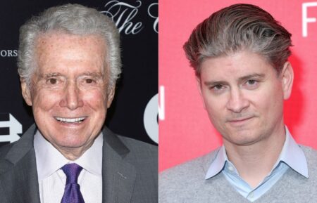 Regis Philbin attends the New York premiere of "Always At The Carlyle" at The Paris Theatre on May 8, 2018 in New York City; Mike Schur attends SAG-AFTRA Foundation Conversations: "Man On The Inside" at SAG-AFTRA Foundation Robin Williams Center on November 17, 2025 in New York City.