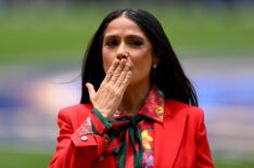 MEXICO CITY, MEXICO - JUNE 11: Salma Hayek is seen during the FIFA World Cup 2026 Group A match between Mexico and South Africa at Mexico City Stadium on June 11, 2026 in Mexico City, Mexico. (Photo by David Ramos/Getty Images)