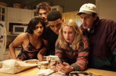 Amita Rao as Issa, Jack Innanen as Paul Baker, Owen Thiele as Anton, Lucy Freyer as Billie, and Malik Elassal as Samir in 'Adults' Season 2