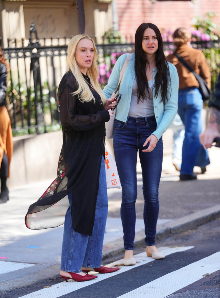 Lindsay Lohan and Shailene Woodley are seen on the set of "Count My Lies" on April 6, 2026