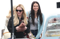 Lindsay Lohan and Shailene Woodley are seen on the set of 'Count me Lies' set in Downtown, Brooklyn on April 20, 2026 in New York City