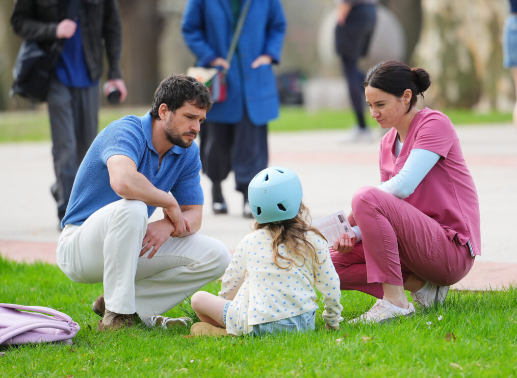 Kit Harington and Shailene Woodley are seen on the set of "Count My Lies" on April 13, 2026 in New York City