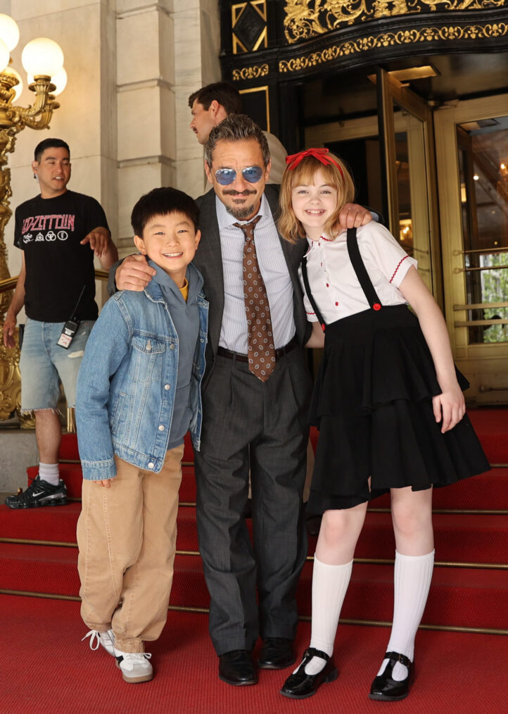 Isaac Bae, Max Casella, and Mae Schenk filming 'Eloise'