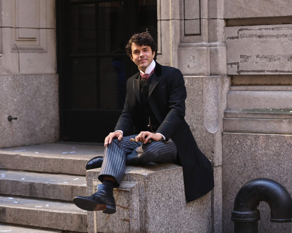 Harry Richardson is seen on the set of "The Gilded Age" in Wall Street, Manhattan on May 16, 2026 in New York City.
