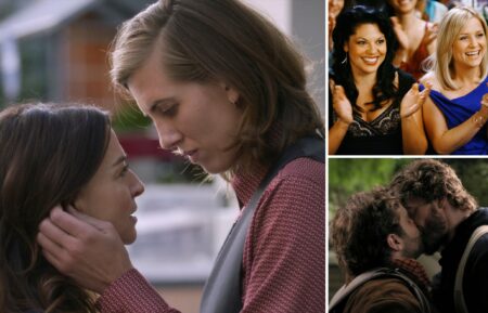 Caterina Scorsone, E.R. Fightmaster, Sara Ramirez, Jessica Capshaw, Jake Borelli, and Michael Thomas Grant on 'Grey's Anatomy'