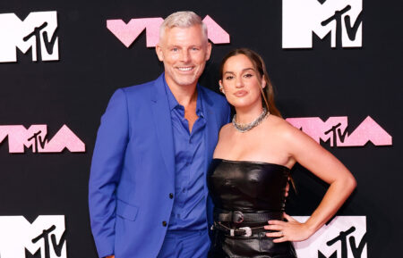 Des Bishop and Hannah Berner attend the 2023 MTV Video Music Awards at Prudential Center