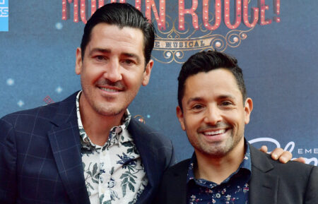 Jonathan Knight and Harley Rodriguez arrive at the grand re-opening of Boston's Emerson Colonial Theatre with the gala performance of "Moulin Rouge! The Musical" at Emerson Colonial Theatre