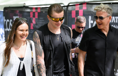 Holly Ramsay Peaty, Adam Peaty, and Gordon Ramsay attend the 2026 TCS London Marathon on April 26, 2026, in London, England