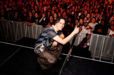 Harry Collett poses with fans at the 'House of the Dragon' Season 3 premiere event, Dragon Solstice, on June 21 at Pier 17 in New York City.