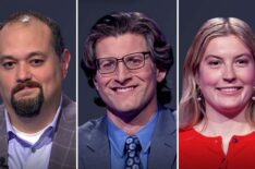 'Jeopardy!' contestants (from left) Peter McFerrin, Chris D'Angelo, and Camryn Bell, on June 1, 2026