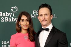 Tara Ahamed and Jonathan Tucker attend the 2025 Baby2Baby Gala presented by Paul Mitchell at Pacific Design Center on November 08, 2025 in West Hollywood, California.