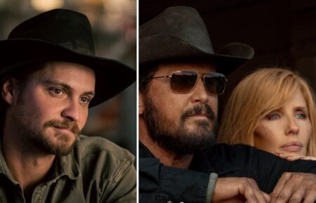 Luke Grimes as Kayce Dutton in 'Marshals'; Cole Hauser and Kelly Reilly as Rip Wheeler and Beth Dutton in 'Dutton Ranch'