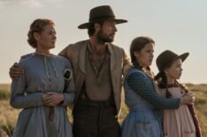Crosby Fitzgerald as Caroline Ingalls, Luke Bracey as Charles Ingalls, Skywalker Hughes as Mary Ingalls, Alice Halsey as Laura Ingalls in 'Little House on the Prairie' Season 1 Episode 2