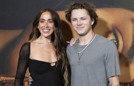 Ariana Biermann and Hudson Mcleroy attend Hulu's 'The Twisted Tale Of Amanda Knox' New York Premiere at New York Historical Society on August 19, 2025 in New York City