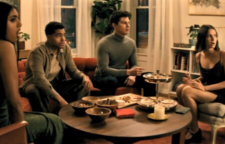 Avantika, Nicholas Duvernay, Will Angus, and Ella Hunt in 'Not Suitable for Work'
