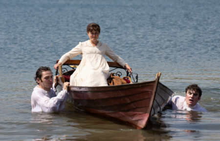 Ella Bruccoleri, Donal Finn, and Laurie Davidson in 'The Other Bennet Sister'